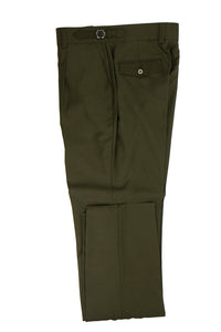 Tiglio Luxe Olive Semi-Wide Leg Wool Marbella Dress Pants
