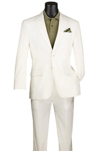 Men's Basic Modern Fit Summer Linen & Cotton Suit in White