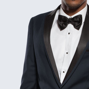 Navy Blue Tuxedo Slim Fit One Button Peak Framed Lapel - Wedding - Prom