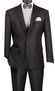 Birdseye Pattern Modern Fit 3 Piece Black Suit with Black Trim