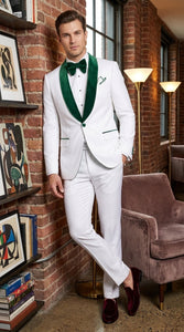 Men’s Emerald Green Tuxedo with Vest, Hunter Green Wedding & Prom Tuxedo Suit