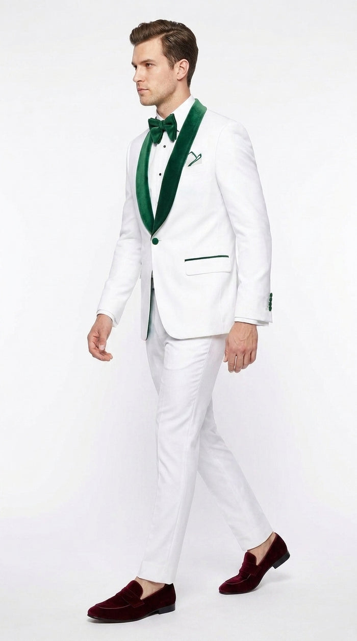 Men’s Emerald Green Tuxedo with Vest, Hunter Green Wedding & Prom Tuxedo Suit