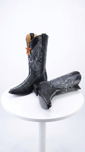Los Altos Men’s Black Stingray Row-Stone Cowboy Boots, Exotic Western Dress Boots