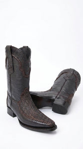 White Diamond Men’s Brown Shark Skin Cowboy Boots, Narrow Square Toe Western Dress Boots