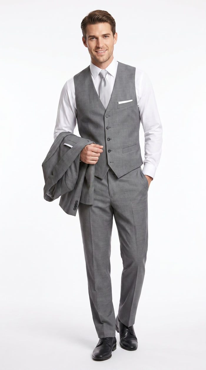Men’s Designer Grey Prom Tuxedo Suit, Formal Wedding Groom Dress Suit