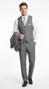 Men’s Designer Grey Prom Tuxedo Suit, Formal Wedding Groom Dress Suit