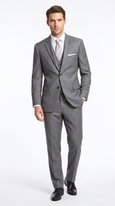 Men’s Designer Grey Prom Tuxedo Suit, Formal Wedding Groom Dress Suit