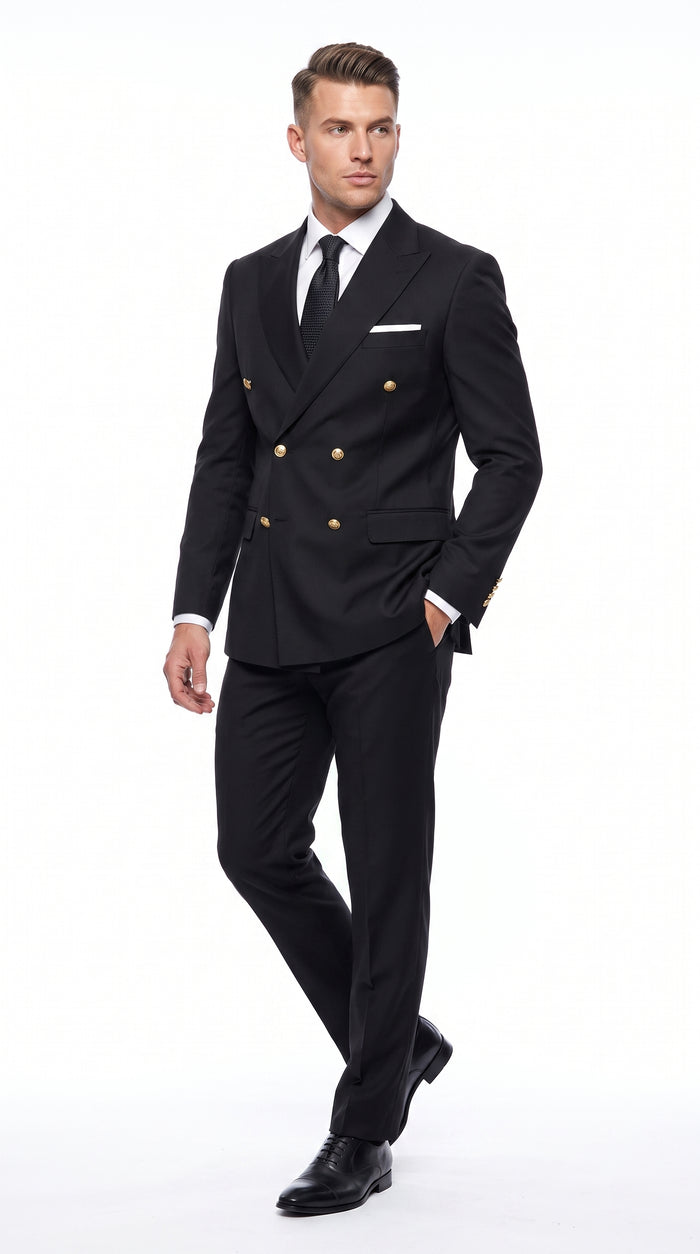 Statement Italy Men’s 100% Wool 2 Piece Suit, Wide Peak Lapel Formal Wedding Business Suit