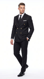 Statement Italy Men’s 100% Wool 2 Piece Suit, Wide Peak Lapel Formal Wedding Business Suit
