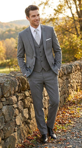 Men’s Designer Grey Prom Tuxedo Suit, Formal Wedding Groom Dress Suit