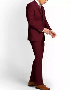 Mens Notch Lapel Maroon Three Piece Suit Wedding & Party Wear