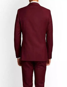 Mens Notch Lapel Maroon Three Piece Suit Wedding & Party Wear