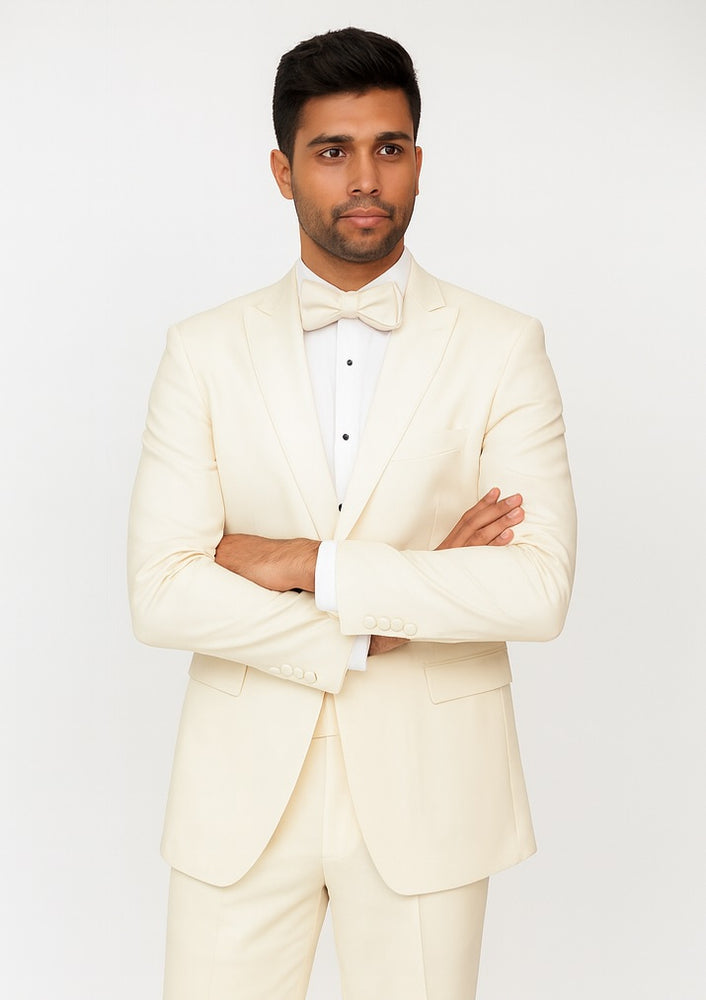 Men'S Dress Formal Ivory ~ Cream ~ Off White Dinner Jacket ~ Fashion Tuxedo For Men ~ Blazer ~ Sport 1 Button Peak Lapel