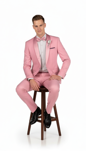 Men’s Rose Pink Tuxedo Suit – Slim Fit 2-Piece Wedding, Prom & Formal Wear Set