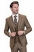 Men’s Copper Brown Micro Plaid Wool Suit – Designer Vintage Style with Vest