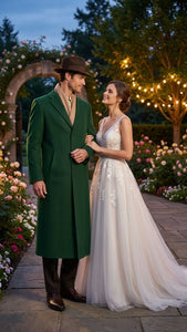 Men’s Hunter Green Full-Length Wool Overcoat
