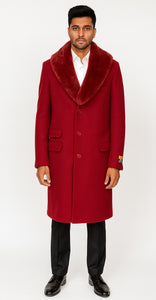 Men's Red Carcoat - Car Coat Mid Length Three Quarter Length Coat Three Quarter