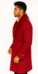 Men's Red Carcoat - Car Coat Mid Length Three Quarter Length Coat Three Quarter