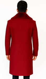 Men's Red Carcoat - Car Coat Mid Length Three Quarter Length Coat Three Quarter