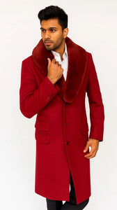 Men's Red Carcoat - Car Coat Mid Length Three Quarter Length Coat Three Quarter