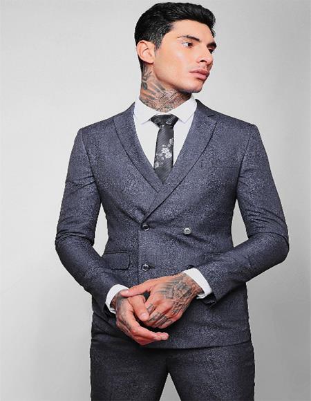 Men’s Slim Fit Double-Breasted Suit 