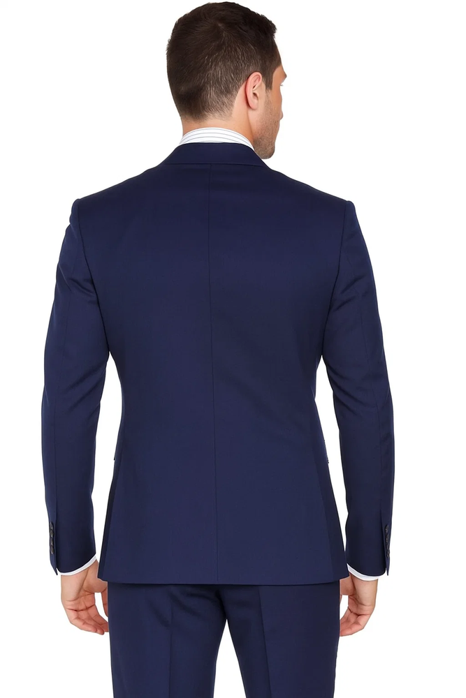 Men's Slim Fit Double-Breasted Suit – Navy Blue 