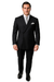 Men’s Slim Fit Double-Breasted Wool Suit – Black