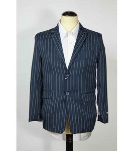 2 Button Cheap Priced Designer Fashion Dress Casual Blazer For Men On Sale Pinstripe Men's Navy Blue Blazer