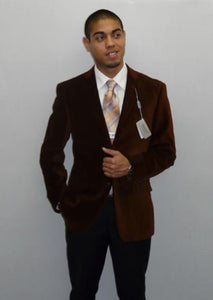 Men's Spice Brown Casual Spice Brown Velvet Blazer Dancing Jacket