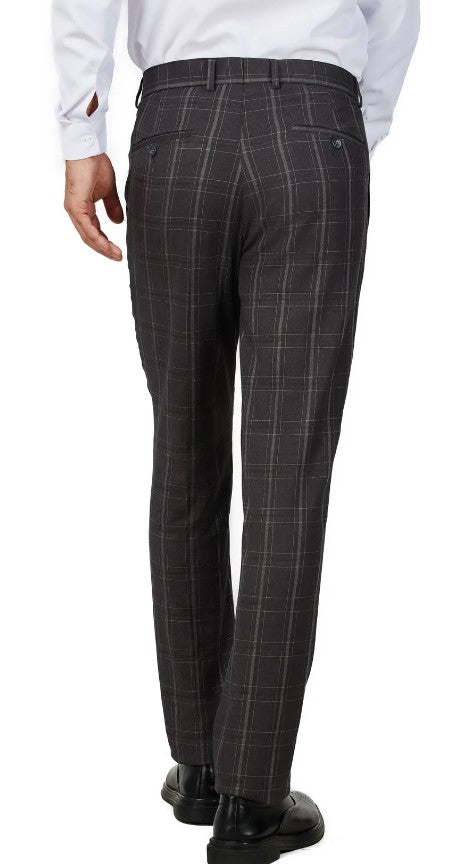 Mens Charcoal Checker Notched Lapel Suit Slim Fit