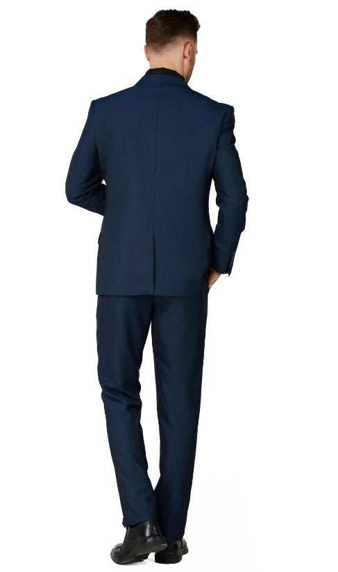 Mens Dark Navy Single Breased Notched Lapel Suit Slim Fit