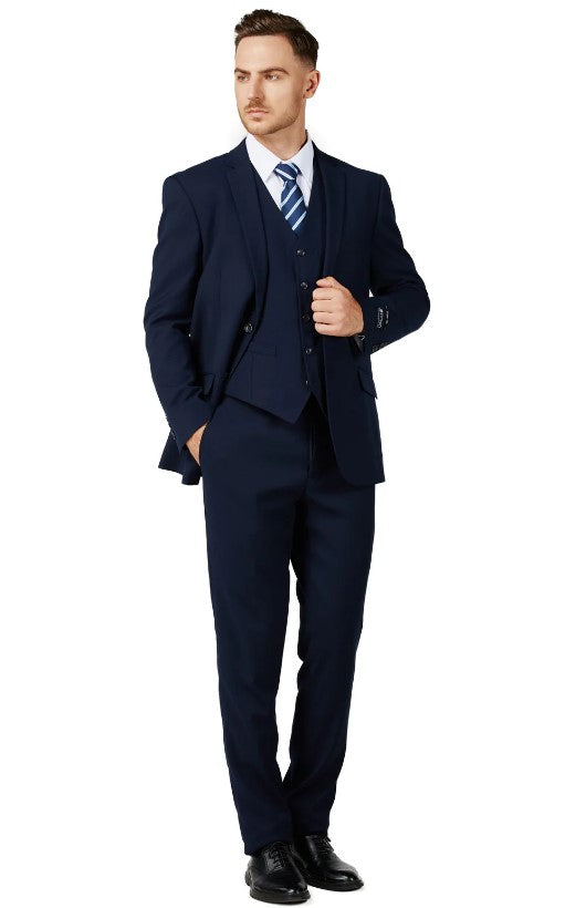 Mens Dark Navy Single Breased Notched Lapel Suit Slim Fit