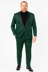 Mens Emerald Green Shiny Stripe Tuxedo Suit – Slim Fit 2-Piece Satin Lapel Dinner Jacket and Pants Ultra slim fit
