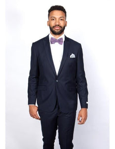 Rossiman Rossi Navy Blue Slim Fit Suit | Peak Lapel Tailored Formalwear for Men – Italian 3-Piece Luxury Suit