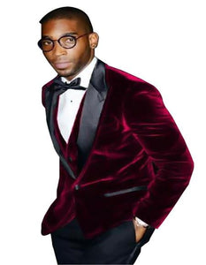 Men's Burgundy ~ Wine ~ Maroon Color Big And Tall Blazers Cheap Priced Velvet ~ Velour Clearance Blazer / Sport Coat