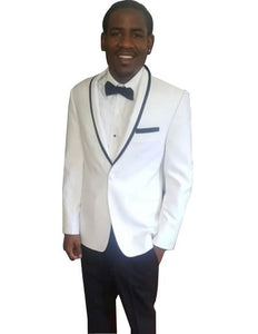 Men's Trimmed Shawl Lapel white tuxedo suit