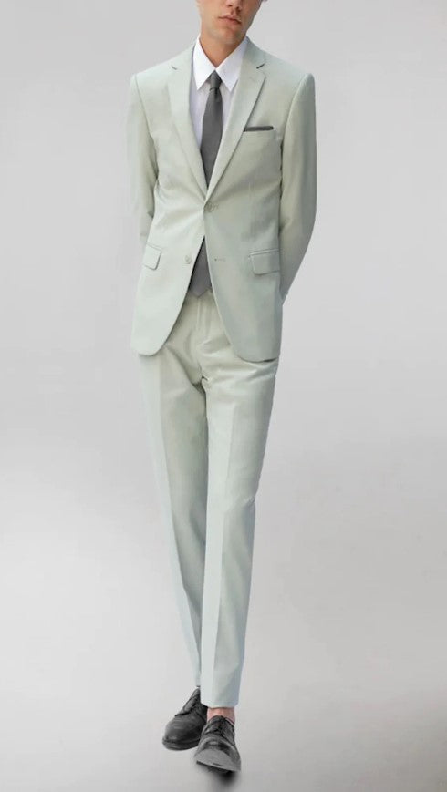 Mens Pastel Notched Lapel Suit Single Breased Slim Fit