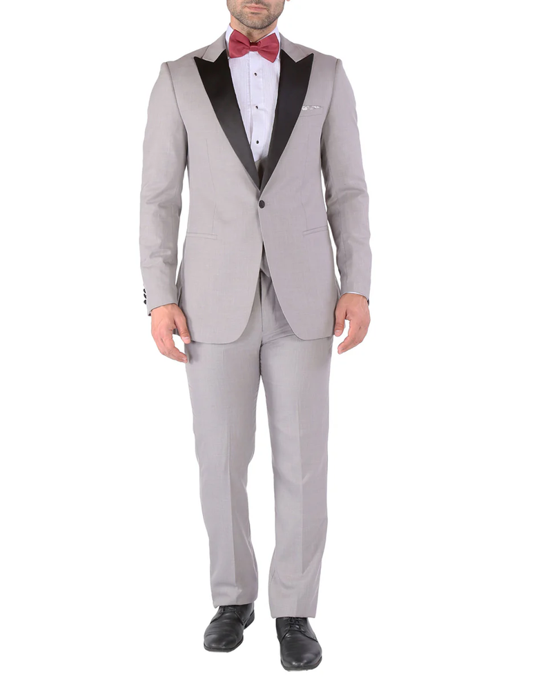 Designer Gray Prom Tuxedo - Grey Wedding  Peak Prom  Suit