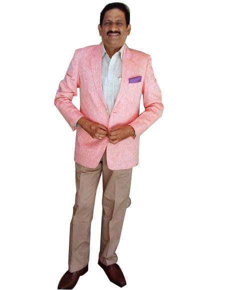 Alberto Nardoni Men's Pink Color Summer Linen Blazer Sport Coat Jacket