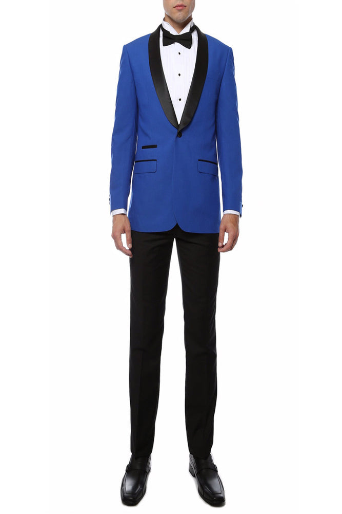 Mens Slim Fit Shawl Prom Tuxedo in Royal Blue