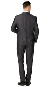 Mens Shiny Charcoal Notched Lapel Suit Slim Fit