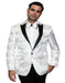 Men's Flashy Fancy Satin Shiny Tuxedo Dinner Jacket Blazer Paisley Sportcoats Silky Satin Stage Fancy Stage Party Dance White/Black