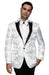 Men's Flashy Fancy Satin Shiny Tuxedo Dinner Jacket Blazer Paisley Sport Coat Silky Satin Stage Fancy Stage Party Dance White/Black Tuxedo