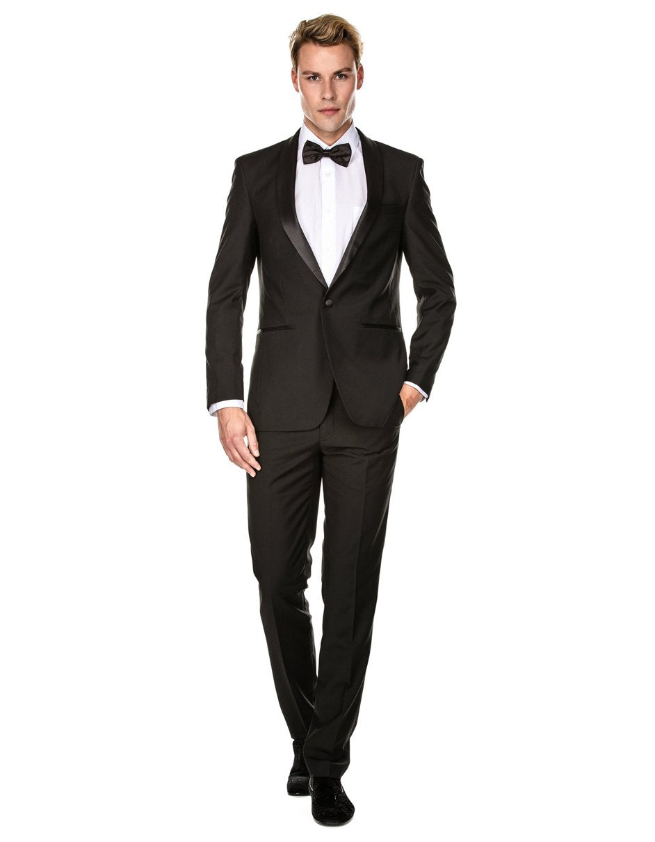 Mens Classic Microfiber Shawl Tuxedo in Black main image 1