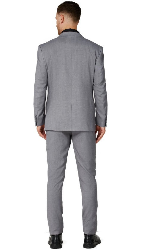 Mens Solid Light Gray Two Button Notched Lapel Suit Slim Fit