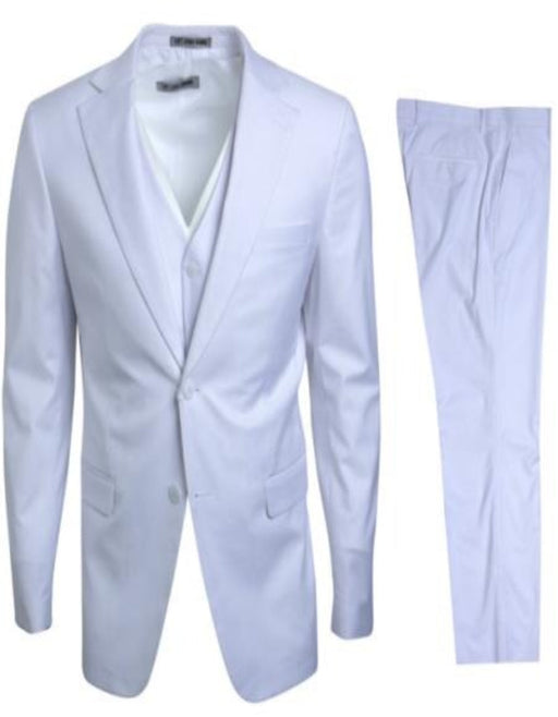 Mens Stacy Adams Suit - Designer Suit - 3 Piece Suit - Vested Suit - Flat Front Pant- Modern Fit Suits White Suit