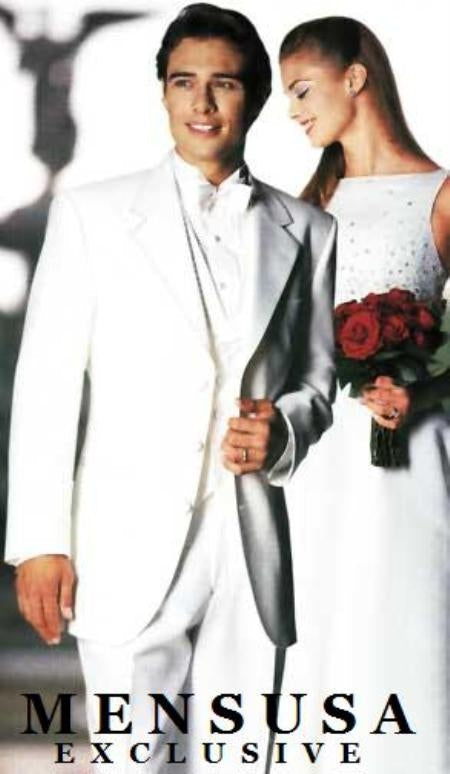 Light Weight White Men'S Tuxedo 2 Or 3 Buttons Vested + Tuxedo Shirt & Bow Tie Package