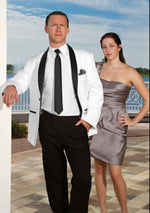 White With Black Lapel Shawl Collar Kids Sizes Fashion Tuxedo For Men Dinner Jacket With Black Pants + Shirt & Tie Perfect for toddler Suit wedding attire outfits