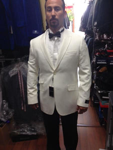 Men's Formal 2 Button Peak Collar Side Vented Soft Rayon Fabric Ivory ~ Cream ~ Off White Dinner Jacket Blazer Sport Coat On Sale