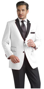 White Two toned Kids Sizes 2 Button Party Cheap Priced Business Suit Perfect For boys wedding outfits Clearance Sale & Tuxedo & Dinner Jacket Blazer W/ Black + Free Pant